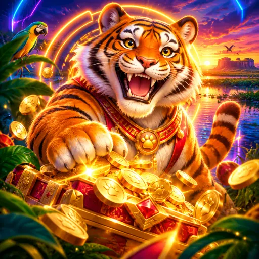 Tigre dourado do Fortune Tiger cercado por símbolos de caça-níqueis